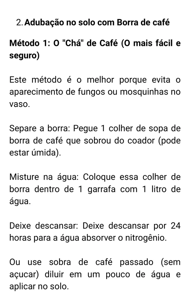 Página do ebook com o método do chá de borra de café